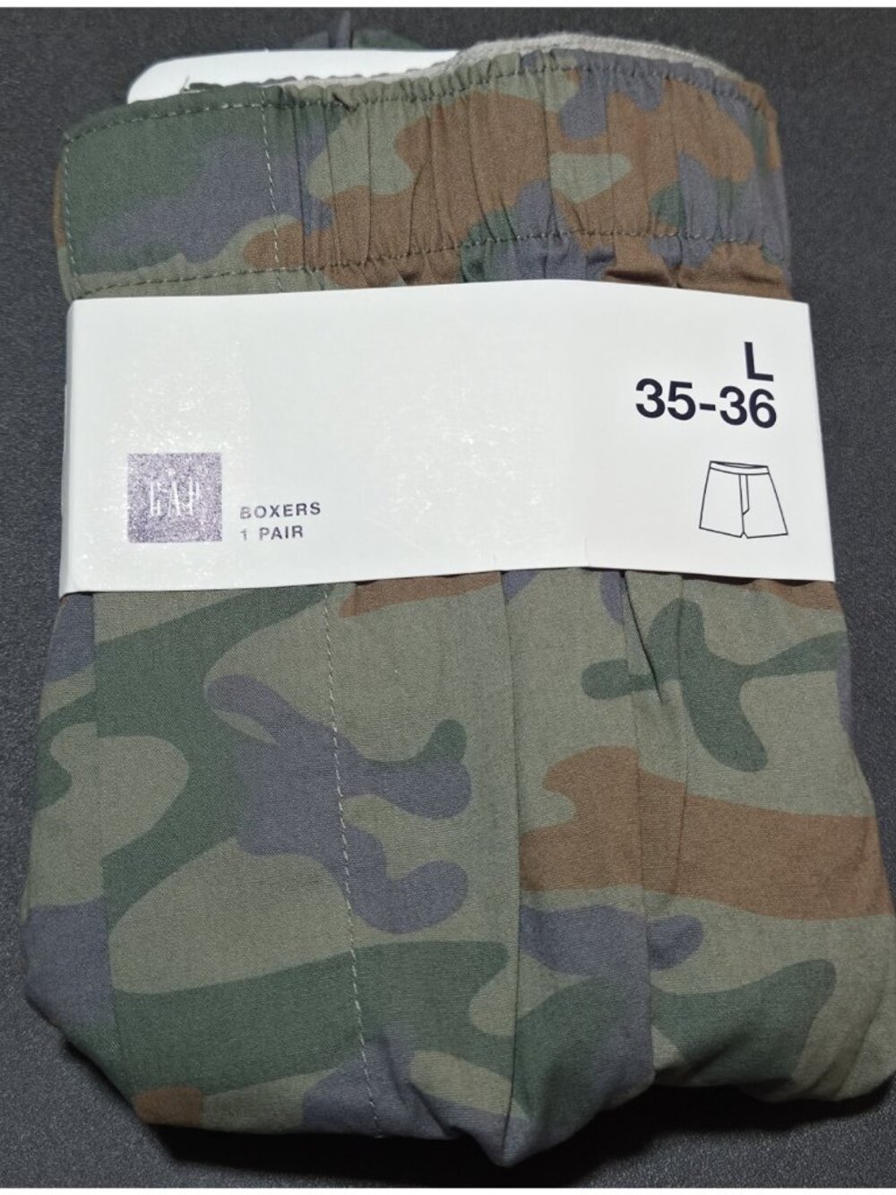 NEW GAP Camoflauge Boxers Large 100% Cotton Elastic Waist Functional Fly Camo